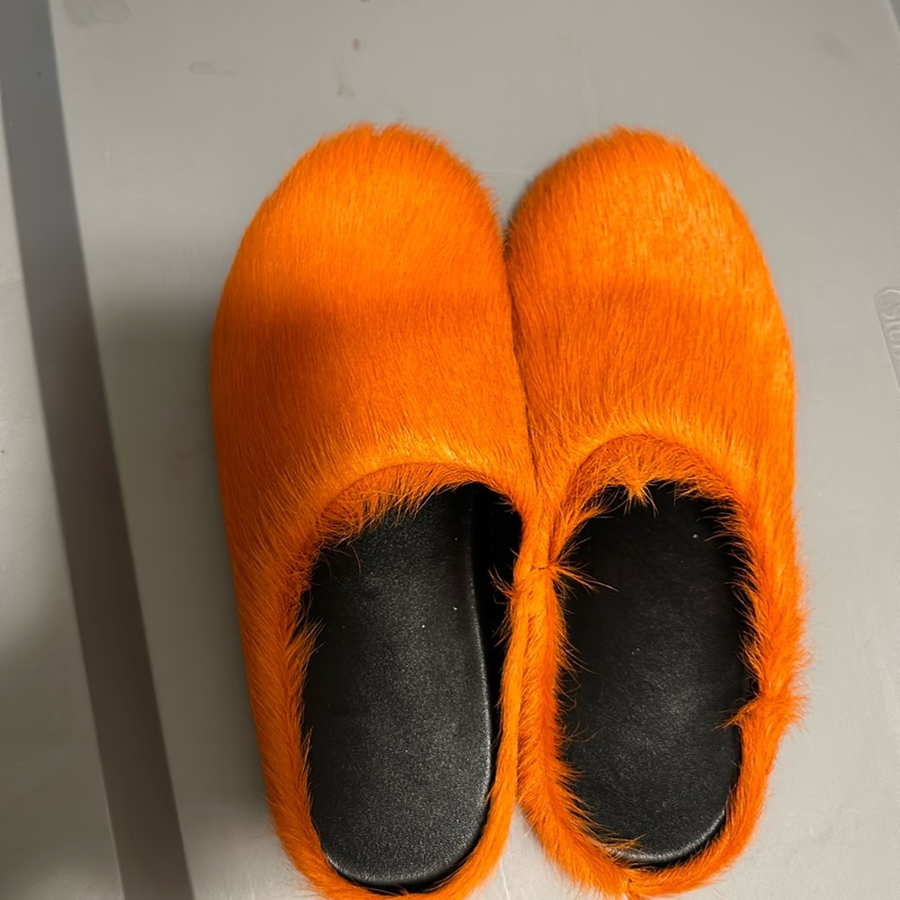 Orange fur mule